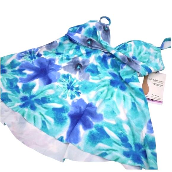 Coco Reef Contours Tankini Women 8/32C Sorrento Coastal Floral Diamond Wrap Blue - Picture 2 of 5